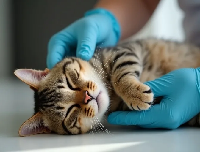 Specialist carefully handling a deceased cat with dignity in Waterways