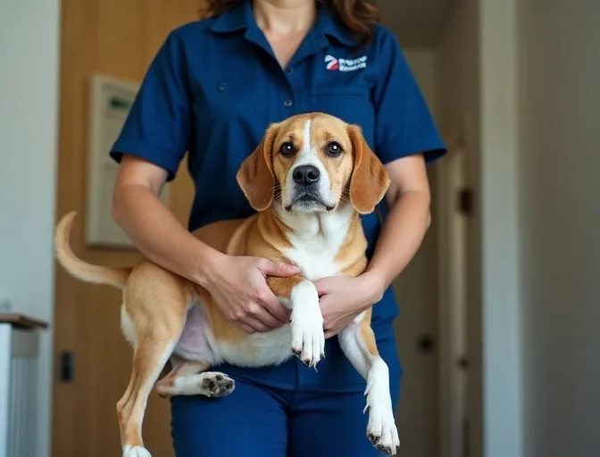 Technician respectfully transporting a deceased dog in Waterways